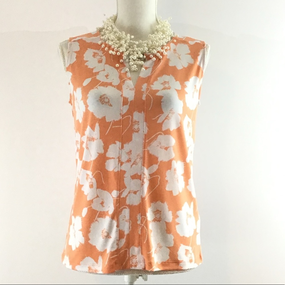 JONES NEW YORK FLORAL SLEEVELESS BLOUSE